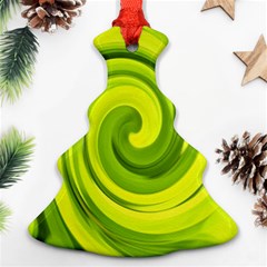 Groovy Abstract Green Liquid Art Swirl Painting Christmas Tree Ornament (two Sides)