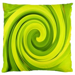 Groovy Abstract Green Liquid Art Swirl Painting Large Cushion Case (one Side) by myrubiogarden