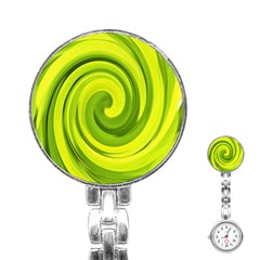 Groovy Abstract Green Liquid Art Swirl Painting Stainless Steel Nurses Watch by myrubiogarden