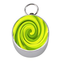 Groovy Abstract Green Liquid Art Swirl Painting Mini Silver Compasses by myrubiogarden