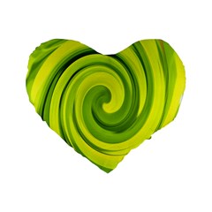 Groovy Abstract Green Liquid Art Swirl Painting Standard 16  Premium Flano Heart Shape Cushions by myrubiogarden