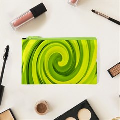 Groovy Abstract Green Liquid Art Swirl Painting Cosmetic Bag (xs) by myrubiogarden