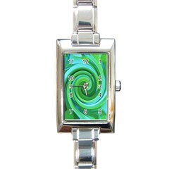 Groovy Abstract Turquoise Liquid Swirl Painting Rectangle Italian Charm Watch by myrubiogarden