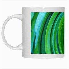 Groovy Abstract Turquoise Liquid Swirl Painting White Mugs by myrubiogarden