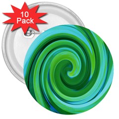 Groovy Abstract Turquoise Liquid Swirl Painting 3  Buttons (10 Pack)  by myrubiogarden