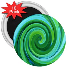 Groovy Abstract Turquoise Liquid Swirl Painting 3  Magnets (10 Pack)  by myrubiogarden