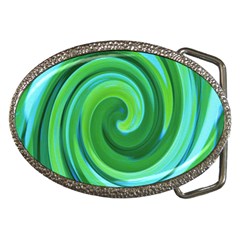 Groovy Abstract Turquoise Liquid Swirl Painting Belt Buckles by myrubiogarden