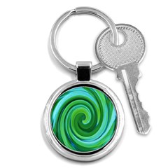 Groovy Abstract Turquoise Liquid Swirl Painting Key Chains (round)  by myrubiogarden