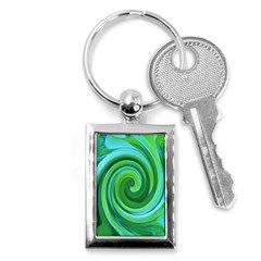 Groovy Abstract Turquoise Liquid Swirl Painting Key Chains (rectangle)  by myrubiogarden