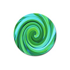 Groovy Abstract Turquoise Liquid Swirl Painting Magnet 3  (round) by myrubiogarden