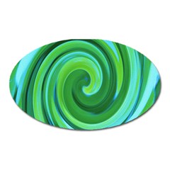 Groovy Abstract Turquoise Liquid Swirl Painting Oval Magnet by myrubiogarden