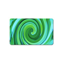 Groovy Abstract Turquoise Liquid Swirl Painting Magnet (name Card) by myrubiogarden