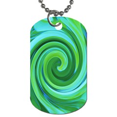 Groovy Abstract Turquoise Liquid Swirl Painting Dog Tag (two Sides) by myrubiogarden