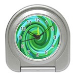 Groovy Abstract Turquoise Liquid Swirl Painting Travel Alarm Clock Front