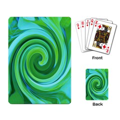 Groovy Abstract Turquoise Liquid Swirl Painting Playing Cards Single Design