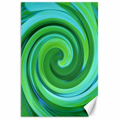 Groovy Abstract Turquoise Liquid Swirl Painting Canvas 24  X 36  by myrubiogarden