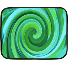 Groovy Abstract Turquoise Liquid Swirl Painting Double Sided Fleece Blanket (mini)  by myrubiogarden