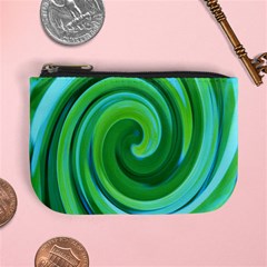 Groovy Abstract Turquoise Liquid Swirl Painting Mini Coin Purse by myrubiogarden