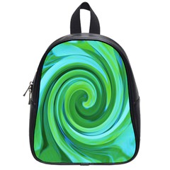 Groovy Abstract Turquoise Liquid Swirl Painting School Bag (small) by myrubiogarden