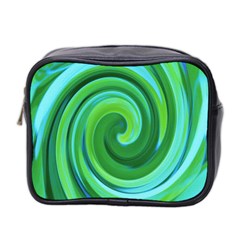 Groovy Abstract Turquoise Liquid Swirl Painting Mini Toiletries Bag (two Sides) by myrubiogarden