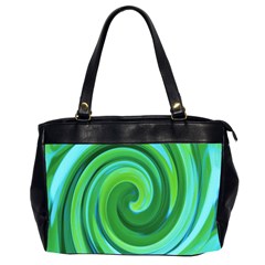 Groovy Abstract Turquoise Liquid Swirl Painting Oversize Office Handbag (2 Sides) by myrubiogarden