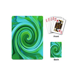 Groovy Abstract Turquoise Liquid Swirl Painting Playing Cards (mini)