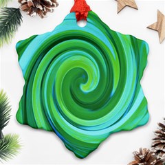 Groovy Abstract Turquoise Liquid Swirl Painting Snowflake Ornament (two Sides)