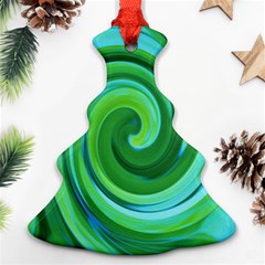 Groovy Abstract Turquoise Liquid Swirl Painting Christmas Tree Ornament (two Sides)