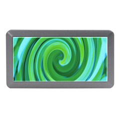 Groovy Abstract Turquoise Liquid Swirl Painting Memory Card Reader (mini) by myrubiogarden