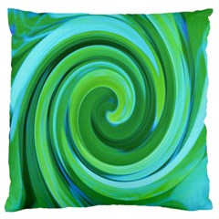 Groovy Abstract Turquoise Liquid Swirl Painting Large Cushion Case (one Side) by myrubiogarden