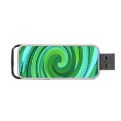 Groovy Abstract Turquoise Liquid Swirl Painting Portable Usb Flash (two Sides) by myrubiogarden