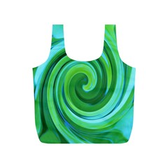 Groovy Abstract Turquoise Liquid Swirl Painting Full Print Recycle Bag (s) by myrubiogarden