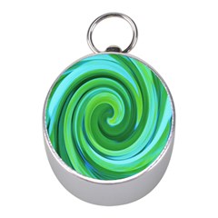 Groovy Abstract Turquoise Liquid Swirl Painting Mini Silver Compasses by myrubiogarden