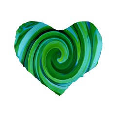 Groovy Abstract Turquoise Liquid Swirl Painting Standard 16  Premium Flano Heart Shape Cushions