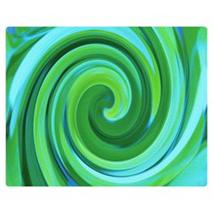 Groovy Abstract Turquoise Liquid Swirl Painting Double Sided Flano Blanket (medium)  by myrubiogarden