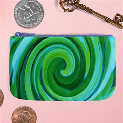 Groovy Abstract Turquoise Liquid Swirl Painting Large Coin Purse by myrubiogarden