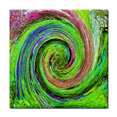 Groovy Abstract Green And Crimson Liquid Swirl Tile Coasters by myrubiogarden