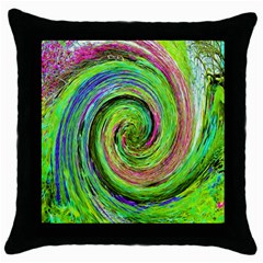 Groovy Abstract Green And Crimson Liquid Swirl Throw Pillow Case (black) by myrubiogarden