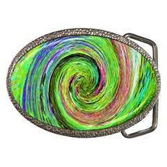 Groovy Abstract Green And Crimson Liquid Swirl Belt Buckles by myrubiogarden