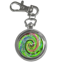 Groovy Abstract Green And Crimson Liquid Swirl Key Chain Watches by myrubiogarden