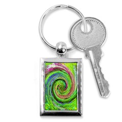 Groovy Abstract Green And Crimson Liquid Swirl Key Chains (rectangle)  by myrubiogarden