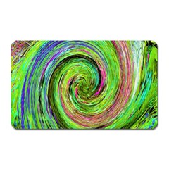 Groovy Abstract Green And Crimson Liquid Swirl Magnet (rectangular) by myrubiogarden