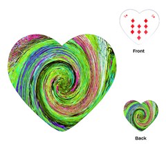 Groovy Abstract Green And Crimson Liquid Swirl Playing Cards (heart)