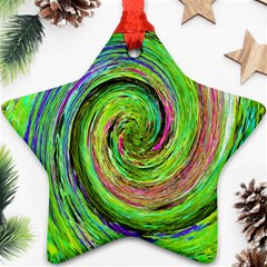 Groovy Abstract Green And Crimson Liquid Swirl Star Ornament (two Sides) by myrubiogarden