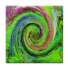 Groovy Abstract Green And Crimson Liquid Swirl Face Towel by myrubiogarden