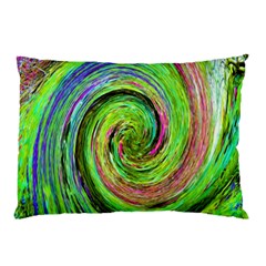 Groovy Abstract Green And Crimson Liquid Swirl Pillow Case by myrubiogarden