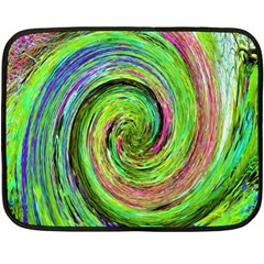 Groovy Abstract Green And Crimson Liquid Swirl Fleece Blanket (mini) by myrubiogarden