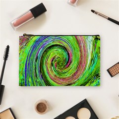 Groovy Abstract Green And Crimson Liquid Swirl Cosmetic Bag (medium) by myrubiogarden