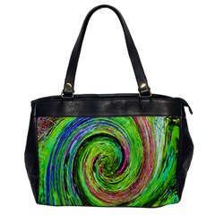 Groovy Abstract Green And Crimson Liquid Swirl Oversize Office Handbag by myrubiogarden