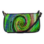 Groovy Abstract Green And Crimson Liquid Swirl Shoulder Clutch Bag Front